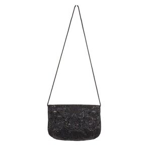 VTG Accessory Lady Beaded‎ Evening Clutch Handbag Purse Shoulder Bag BLACK